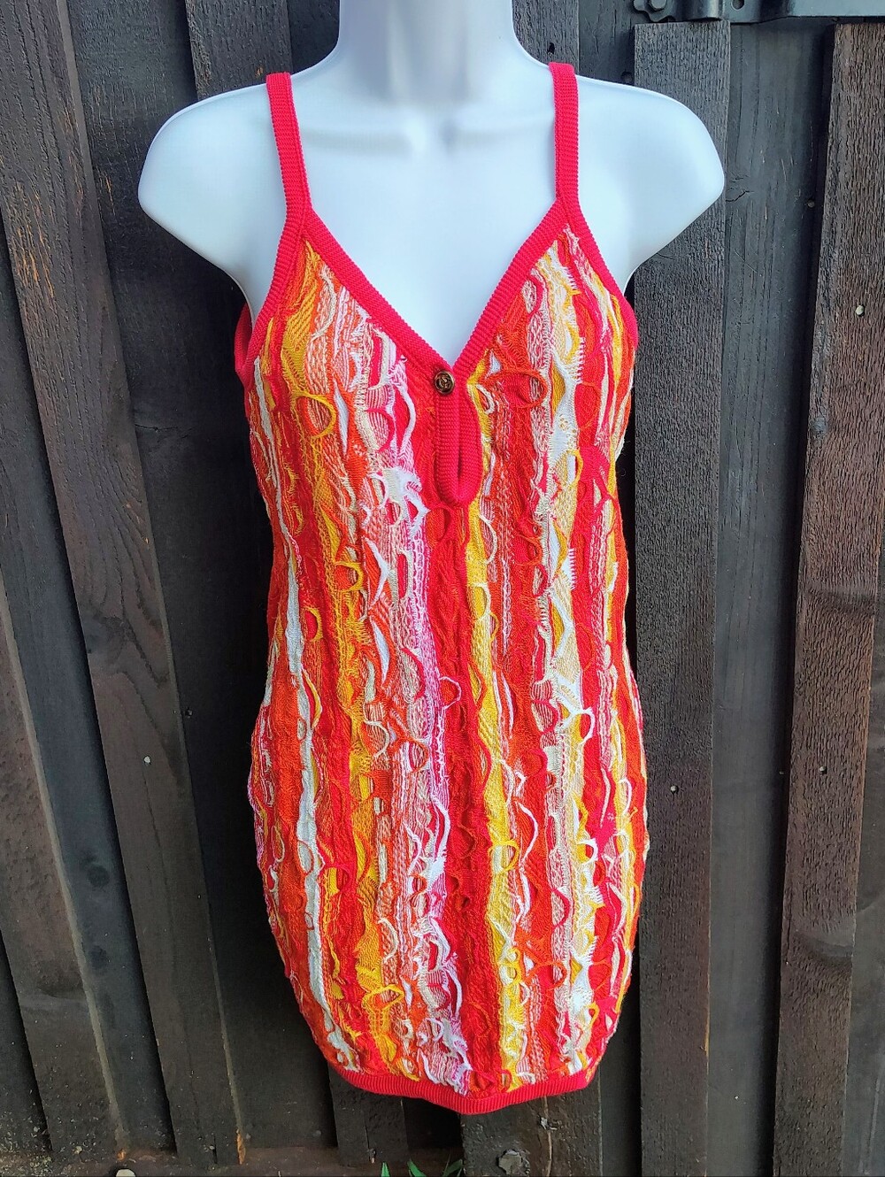 🔥 COOGI Backless Metallic Colorful Striped Knit Mini Dress